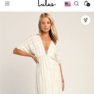 Lulus White & Gold Striped Dress